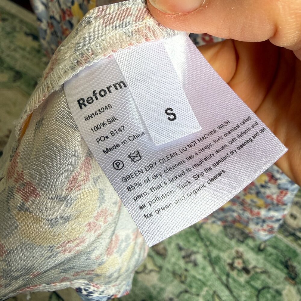 Reformation Silk Floral Midi Dress Size Small Bias Cut Slip Spaghetti Strap - Picture 5 of 9